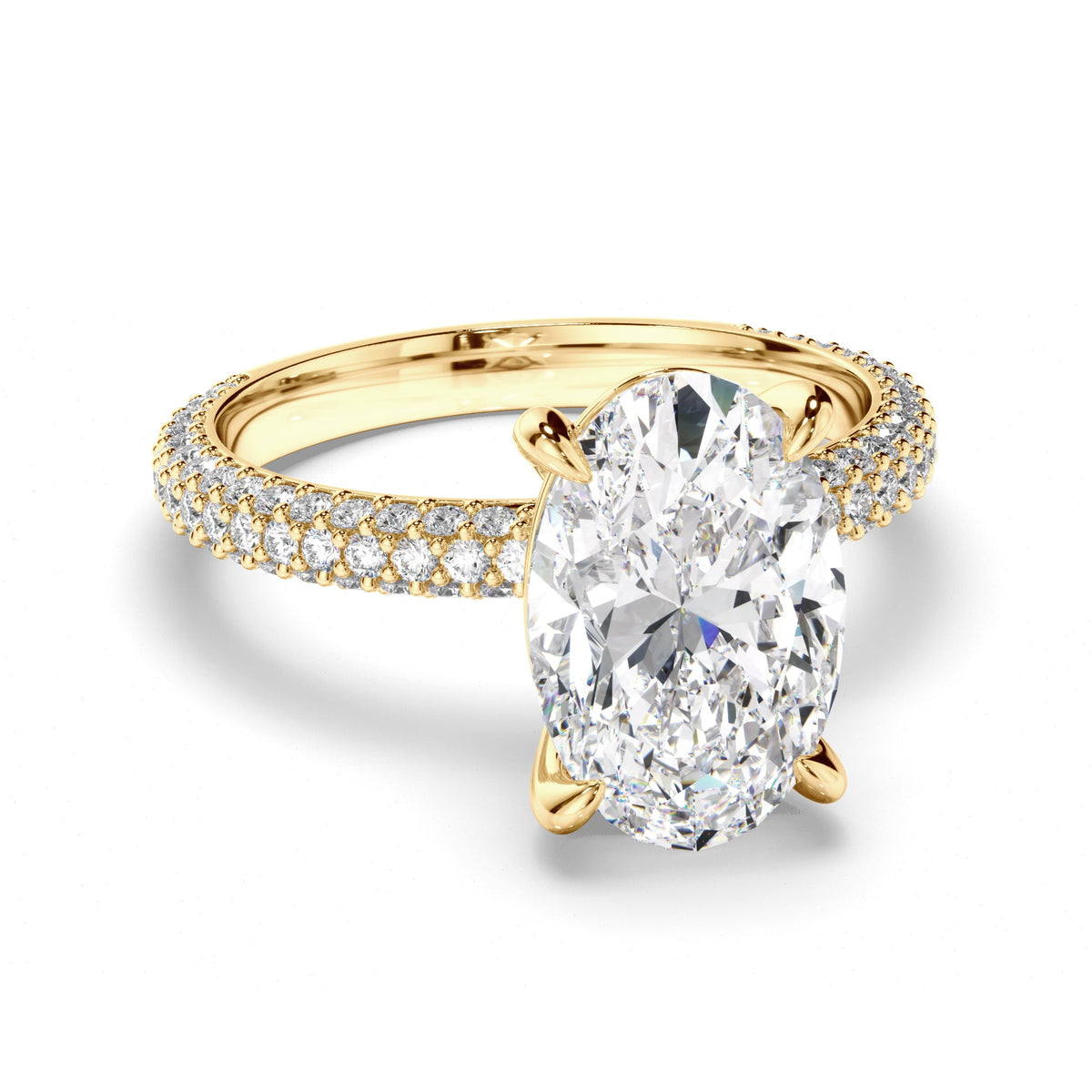 Oval Cut Diamond Engagement Ring with Diamond Sides