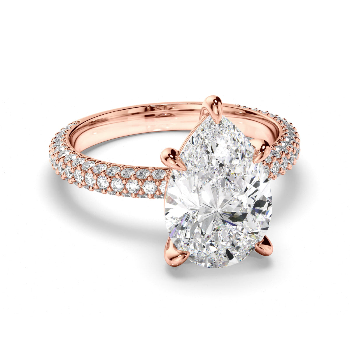 Pear Cut Diamond Engagement Ring with Diamond Sides
