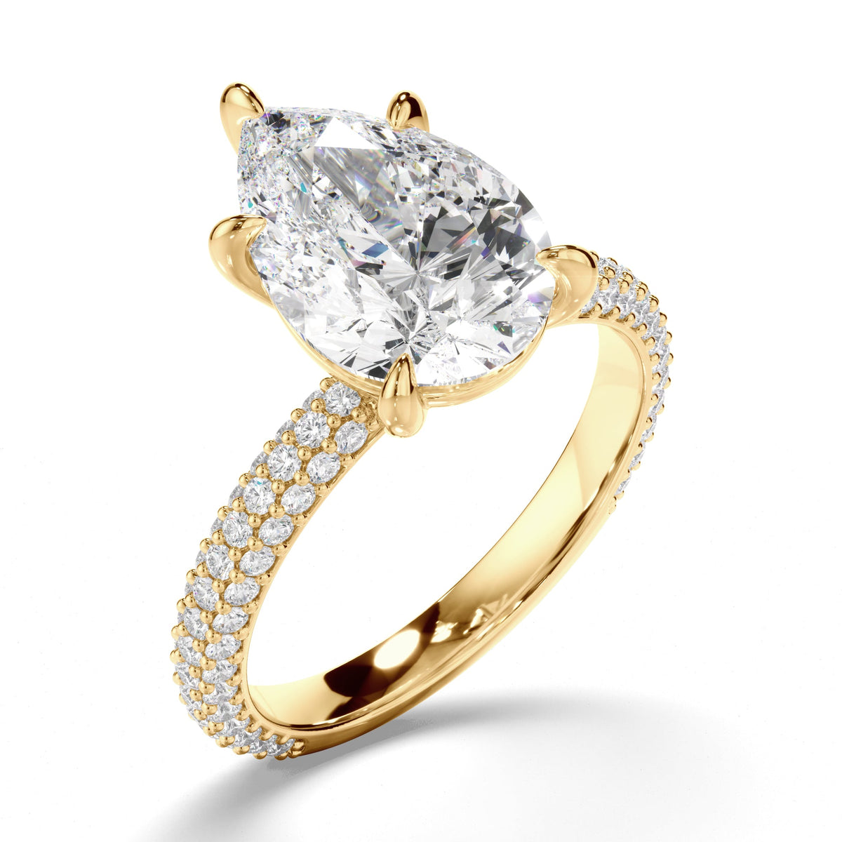 Pear Cut Diamond Engagement Ring with Diamond Sides