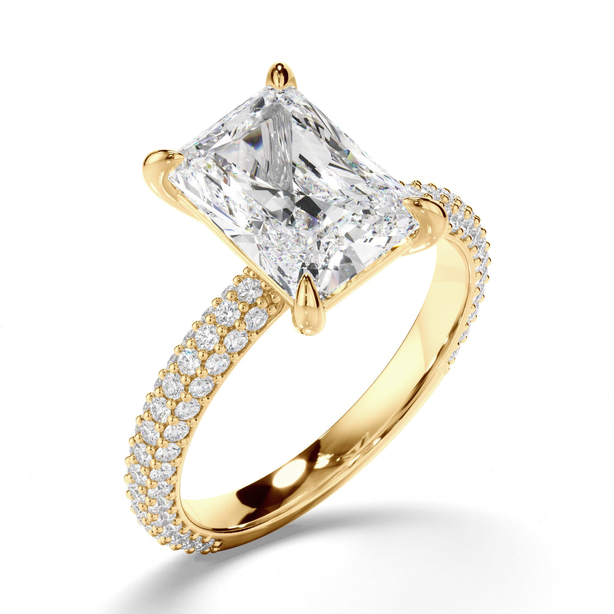 Radiant Cut Diamond Engagement Ring with Diamond Sides