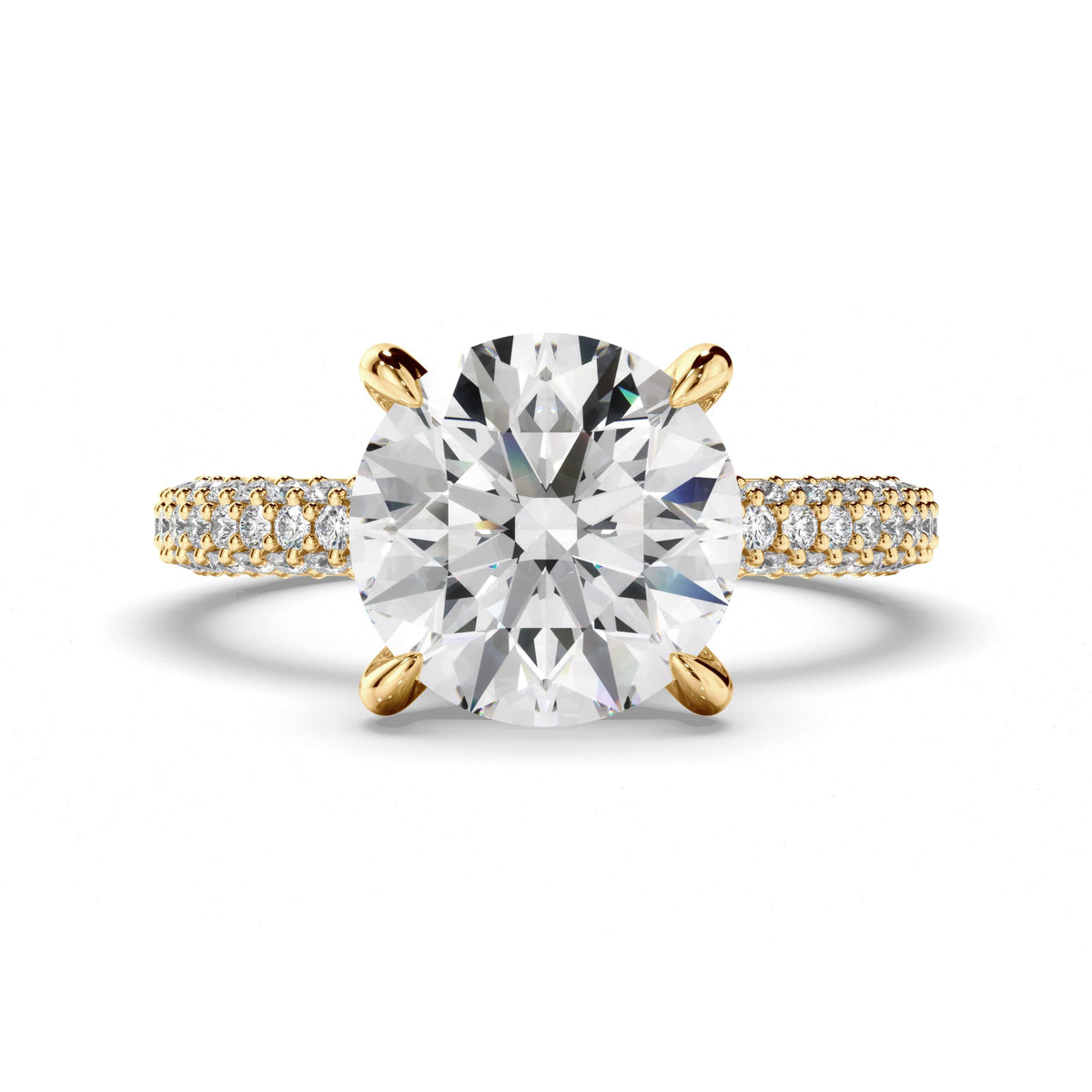 Round Brilliant Cut Diamond Engagement Ring with Diamond Sides