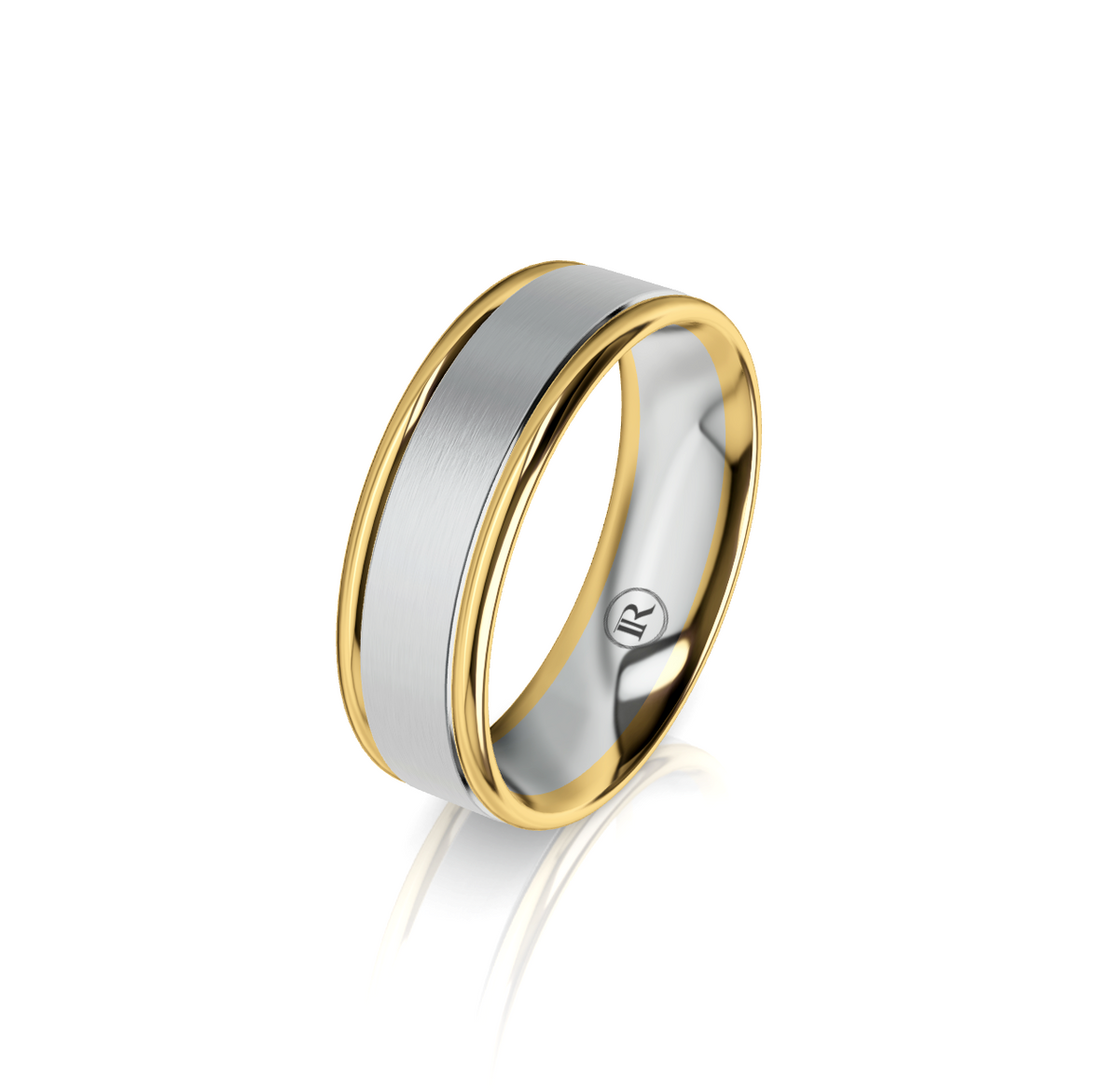 9ct White and Yellow Gold Two Tone Wedding Ring
