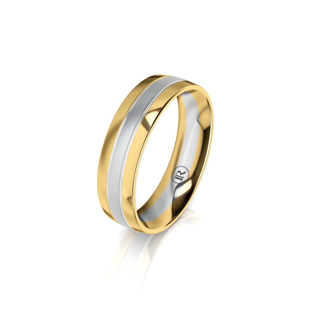 9ct White and Yellow Gold Two Tone Wedding Ring