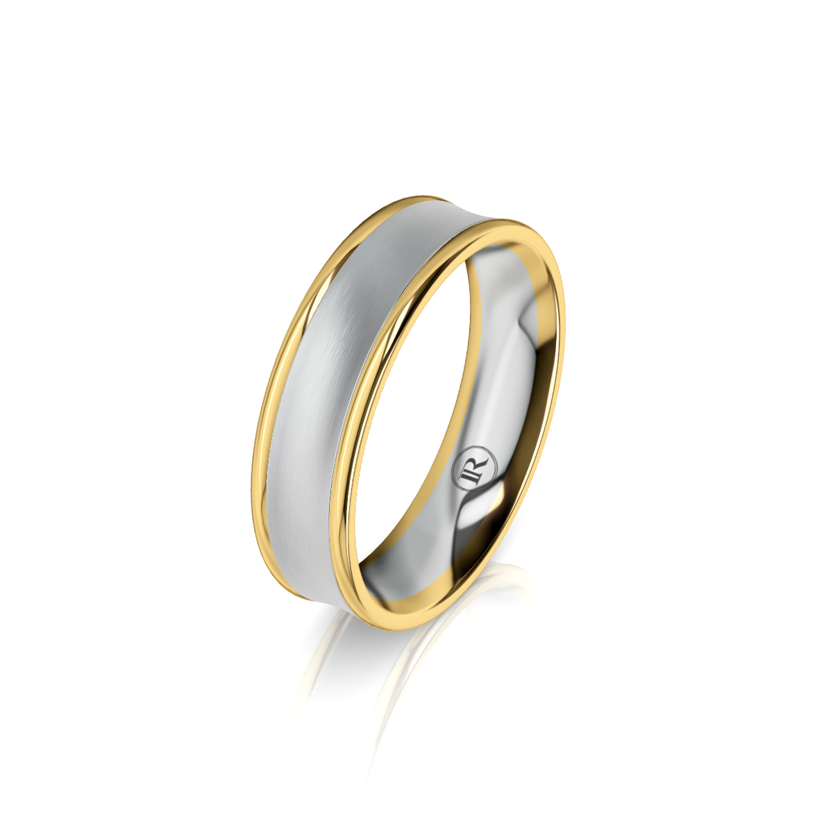 9ct White and Yellow Gold Concave Wedding Ring