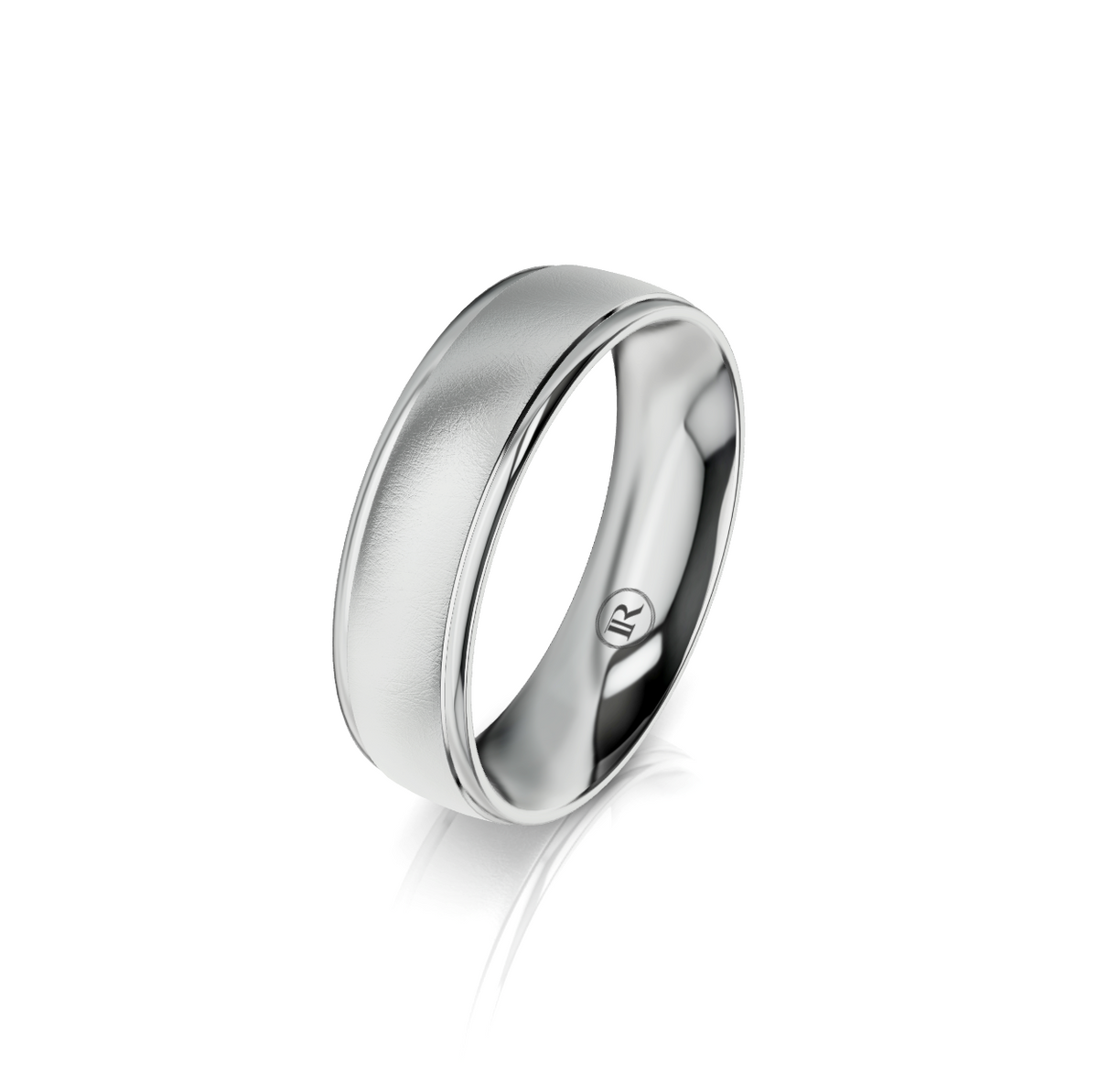 9ct White Gold Groove Detail Wedding Ring