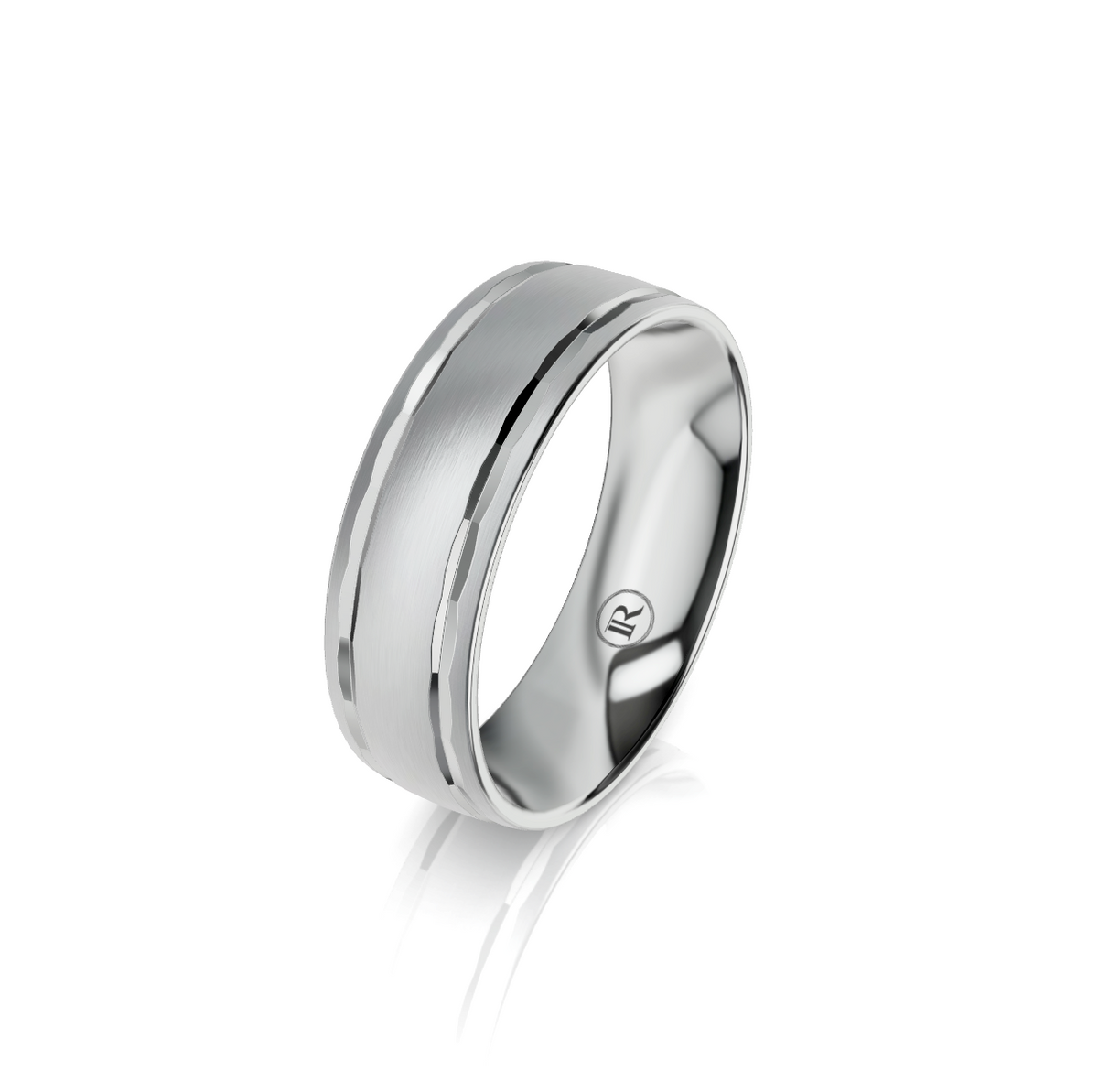9ct White Gold Facet Edge Wedding Ring