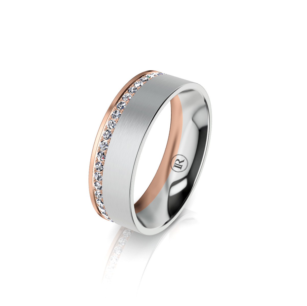 9ct White and Rose Gold Full Diamond Set Wedding Ring