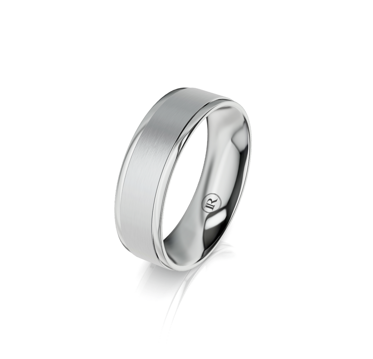 9ct White Gold Groove Detail Wedding Ring