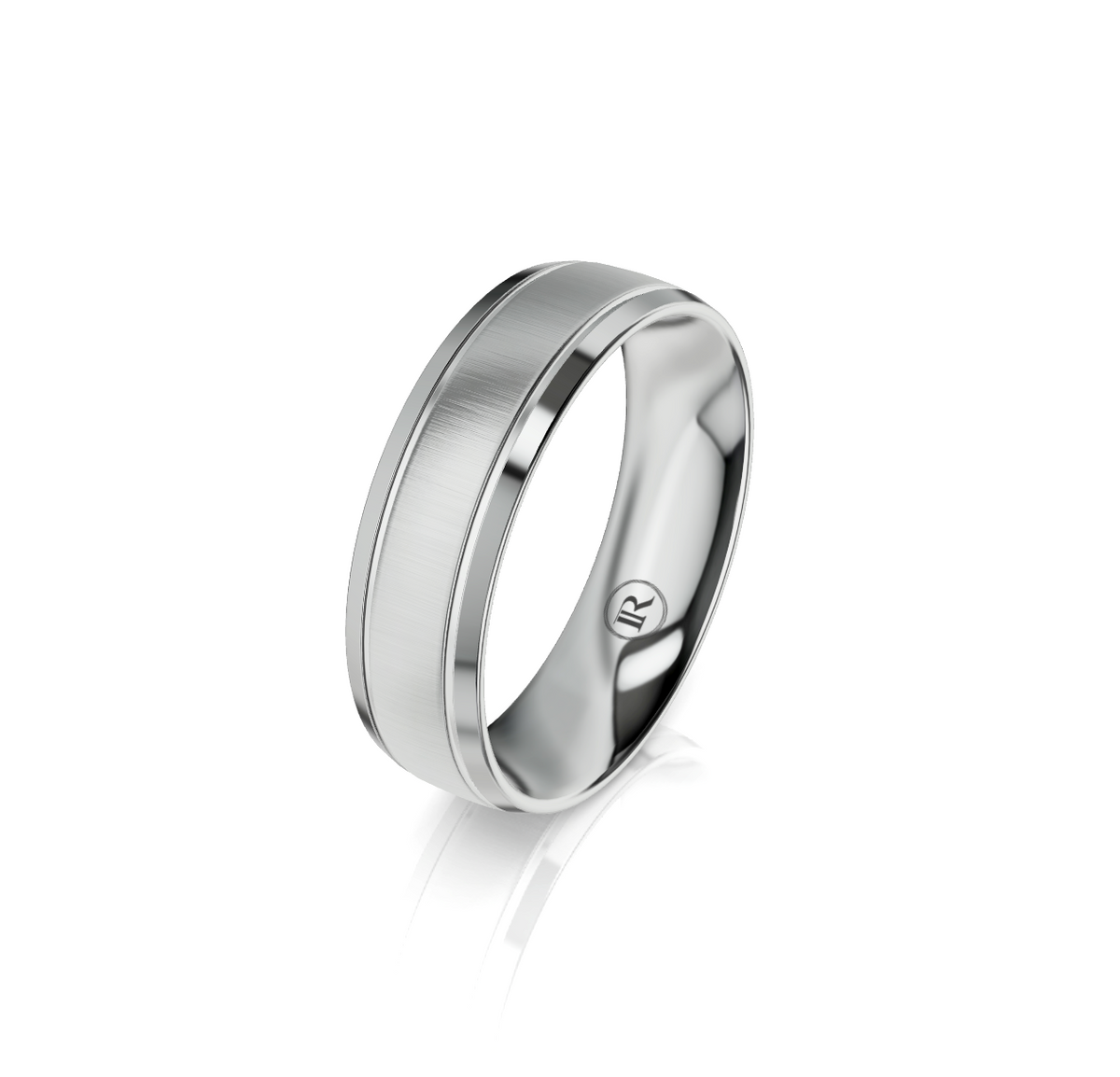 9ct White Gold Grooved Wedding Ring