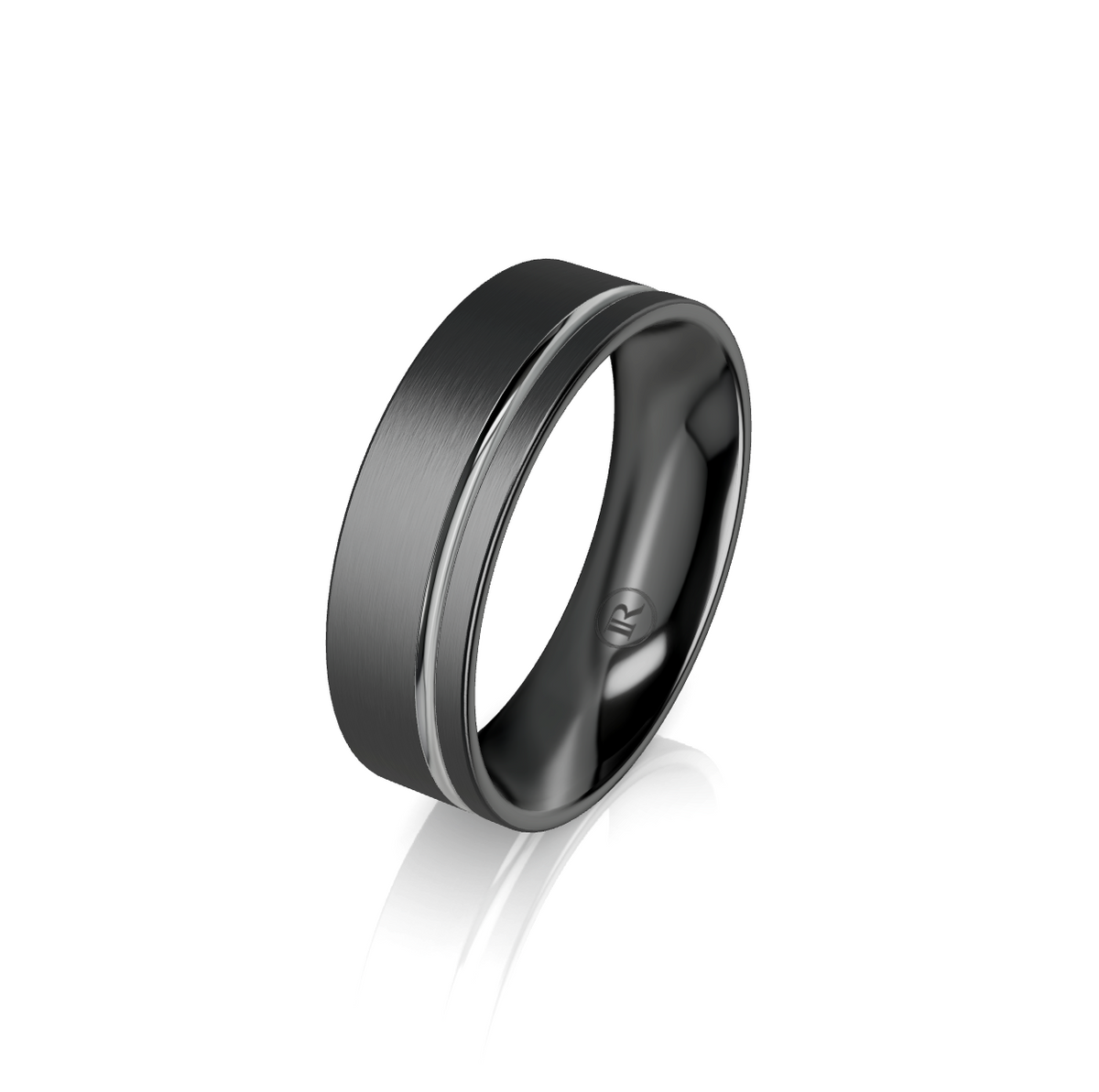Zirconium Groove Detail Wedding Ring