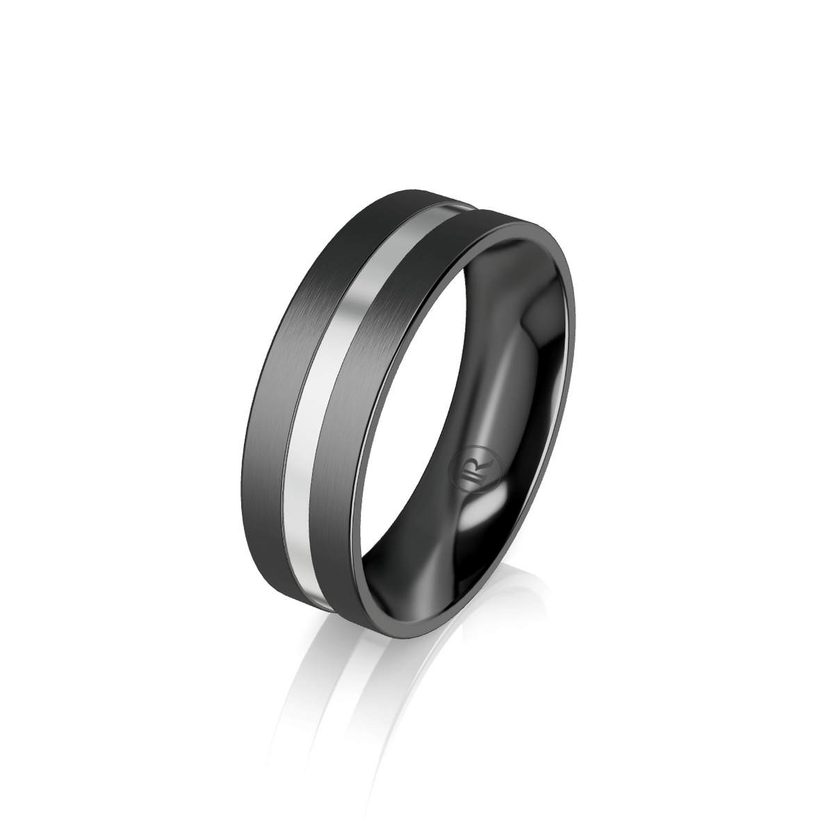 Zirconium and 9ct White Gold Wedding Ring