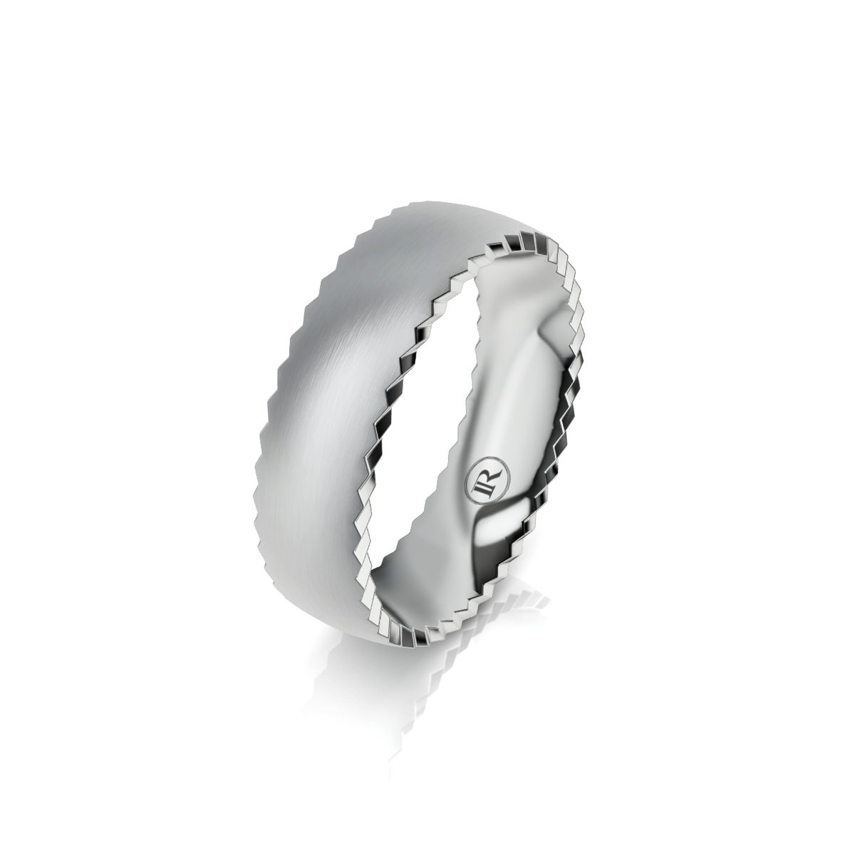9ct White Gold Zig Zag Detail Wedding Ring