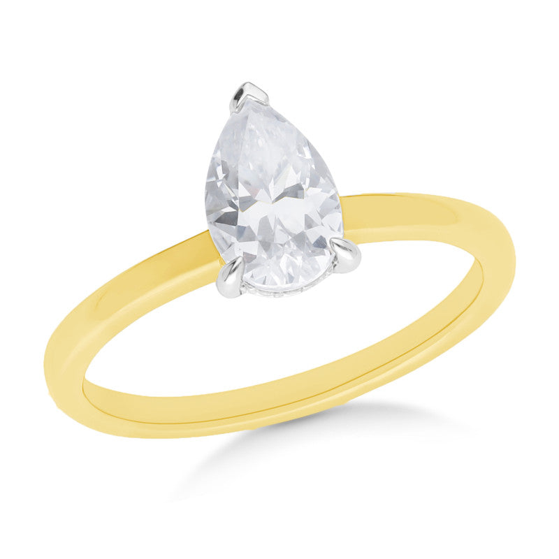 1.00ct Pear Cut Lab-Grown Diamond Engagement Ring with Hidden Halo