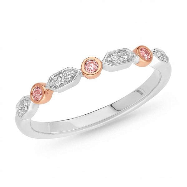 Pink & white diamond fancy shape wedding ring