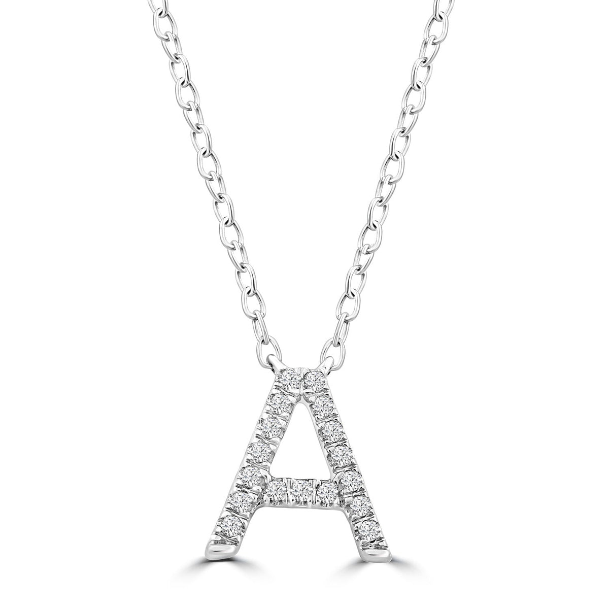 9ct White Gold Diamond Initial 'A' Necklace