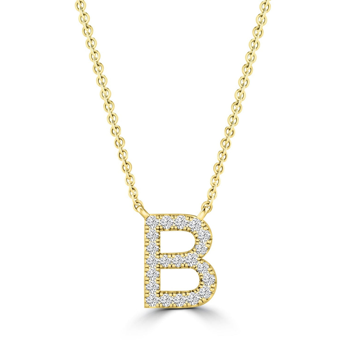 9ct Yellow Gold Diamond Initial 'B' Necklace
