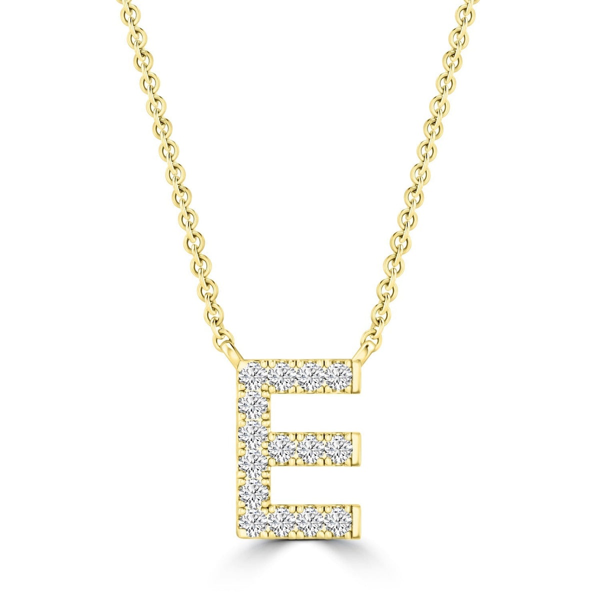 9ct Yellow Gold Diamond Initial 'E' Necklace