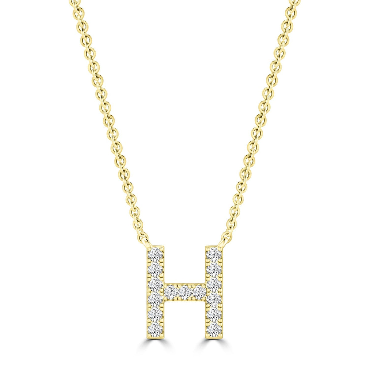 9ct Yellow Gold Diamond Initial 'H' Necklace