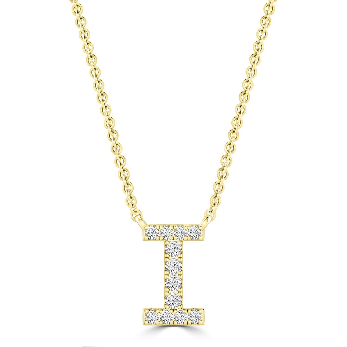 9ct Yellow Gold Diamond Initial 'I' Necklace
