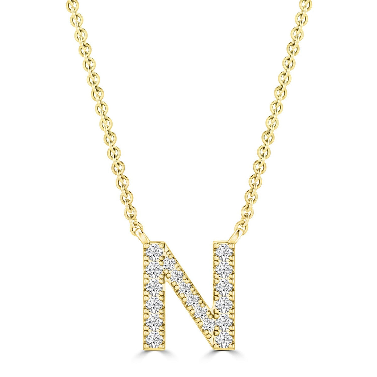 9ct Yellow Gold Diamond Initial 'N' Necklace