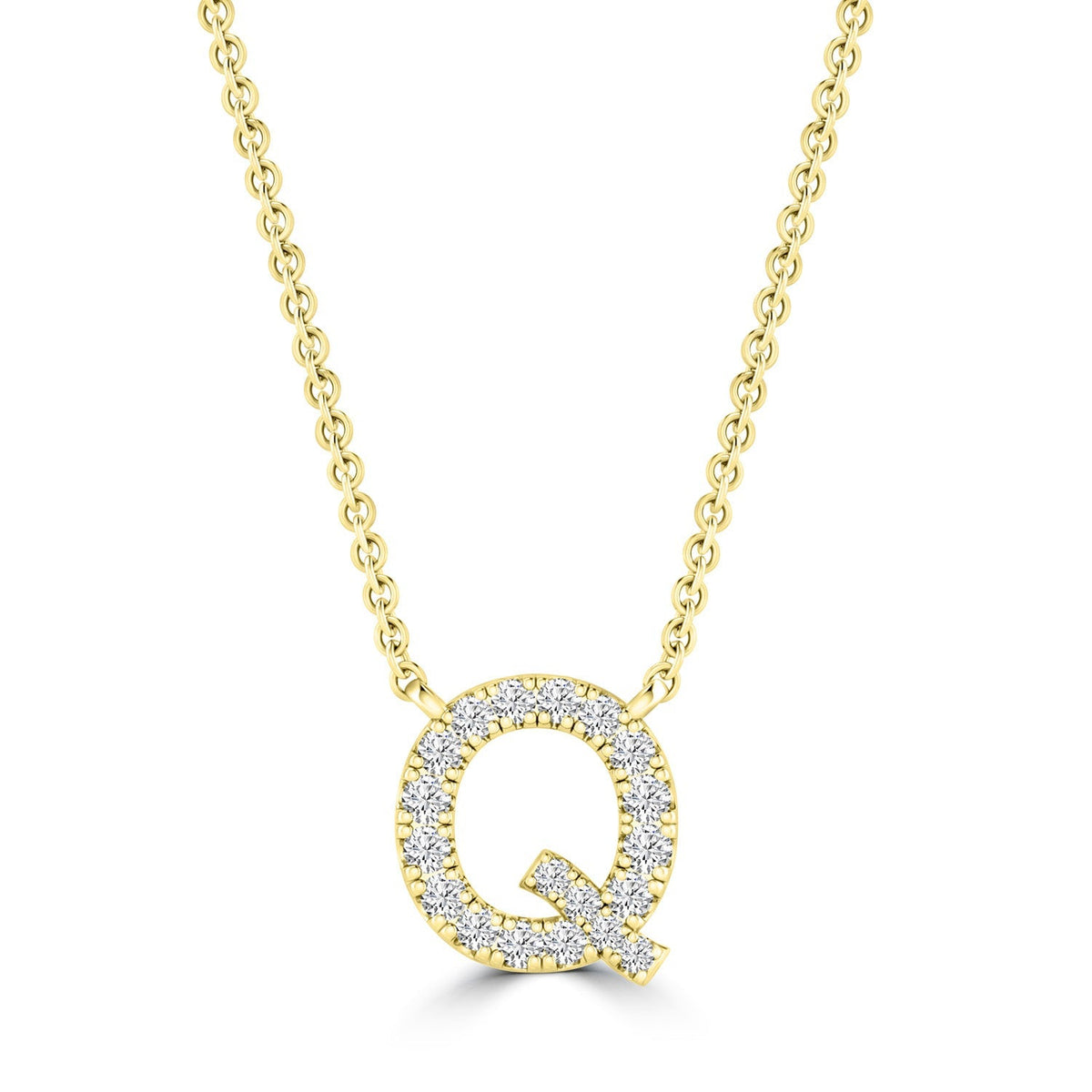 9ct Yellow Gold Diamond Initial 'Q' Necklace