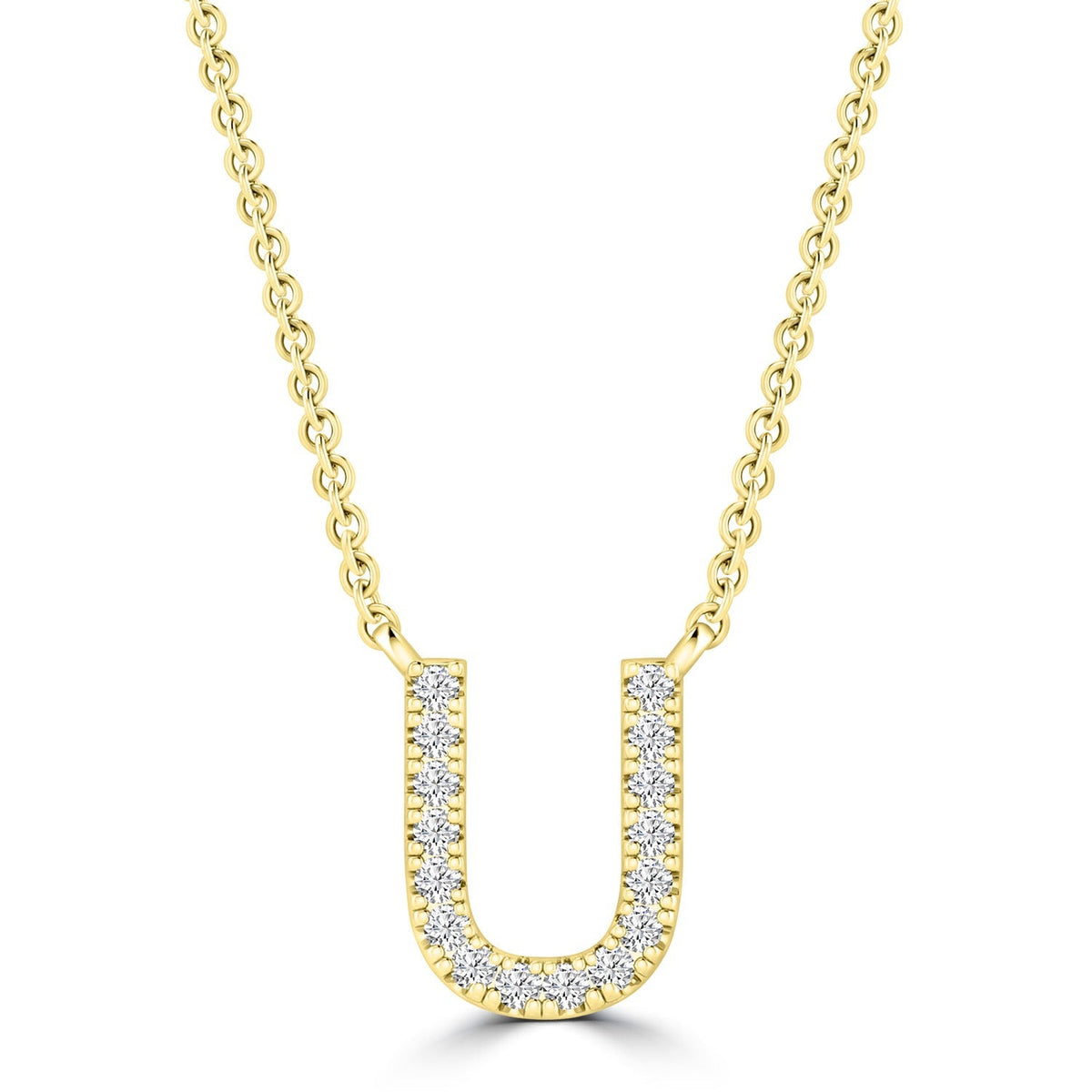 9ct Yellow Gold Diamond Initial 'U' Necklace