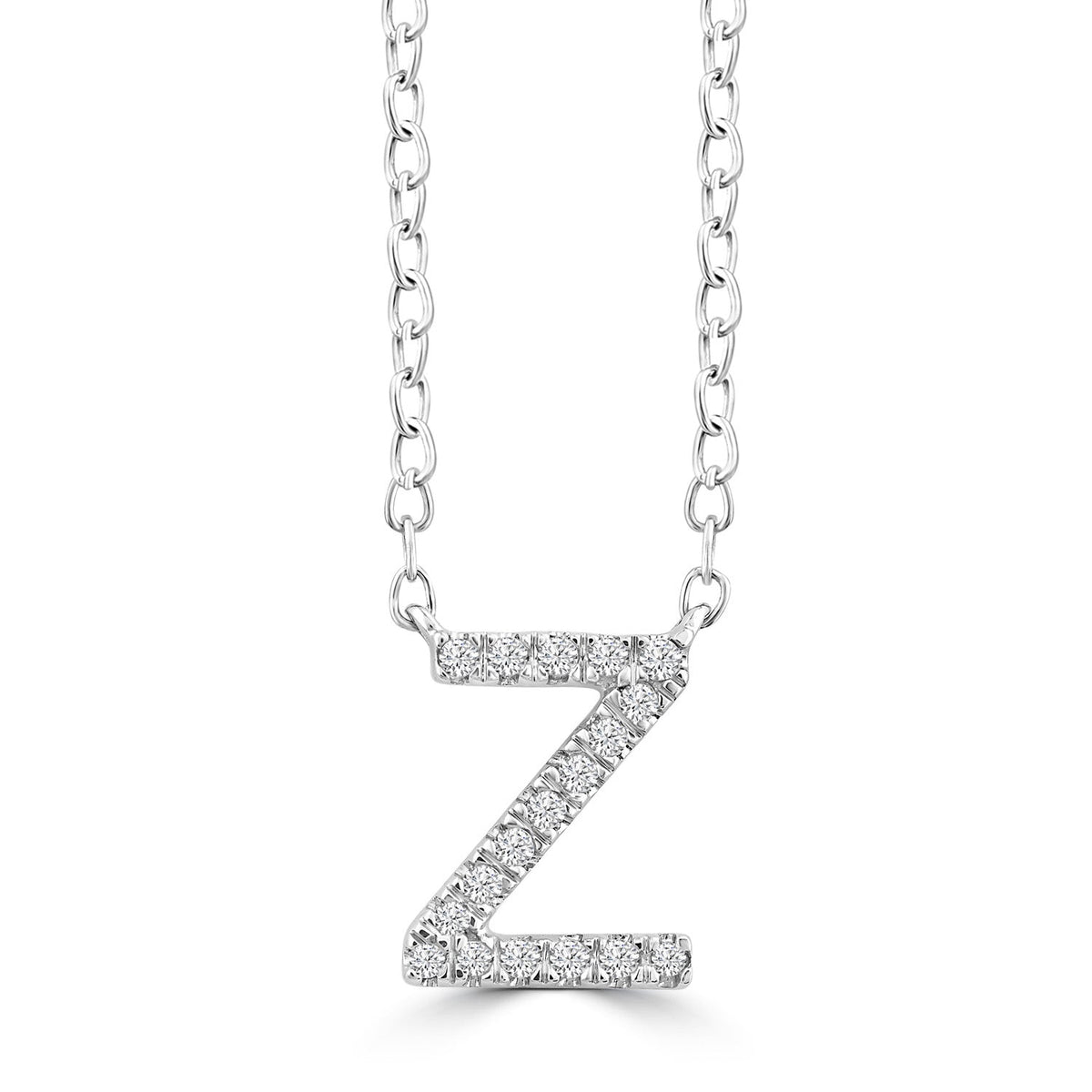 9ct White Gold Diamond Initial 'Z' Necklace