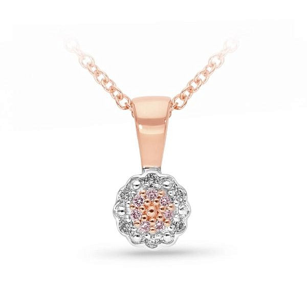 Pink & white diamond flower pendant