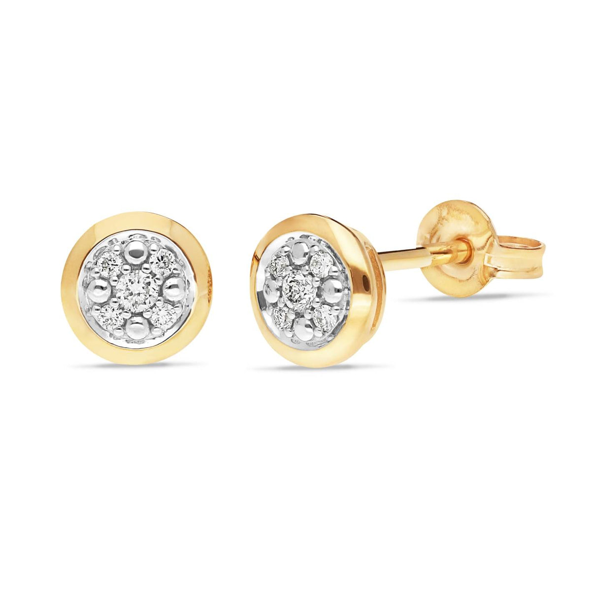 Round diamond cluster stud earrings