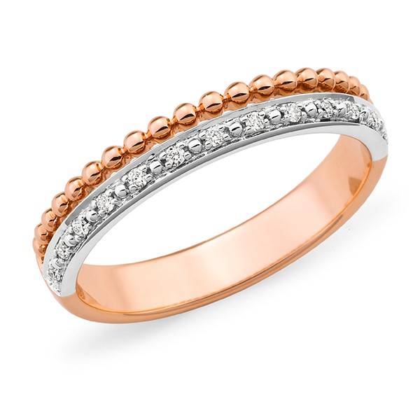 Two tone double row diamond ring