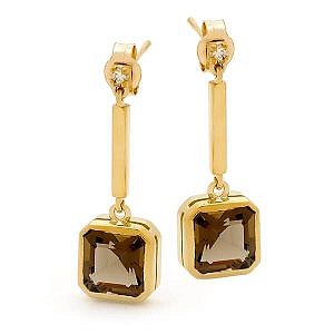 Smokey quartz & diamond earrings