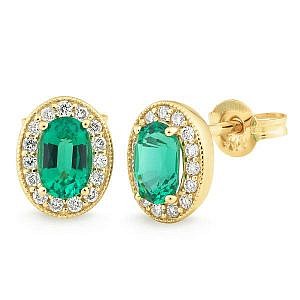 Biron emerald & diamond stud earrings