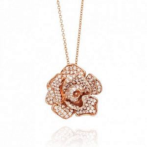 Rose gold diamond flower pendant