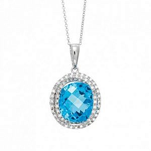 Blue topaz & diamond pendant