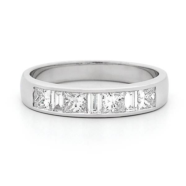 Princess & baguette cut diamond channel set wedding ring