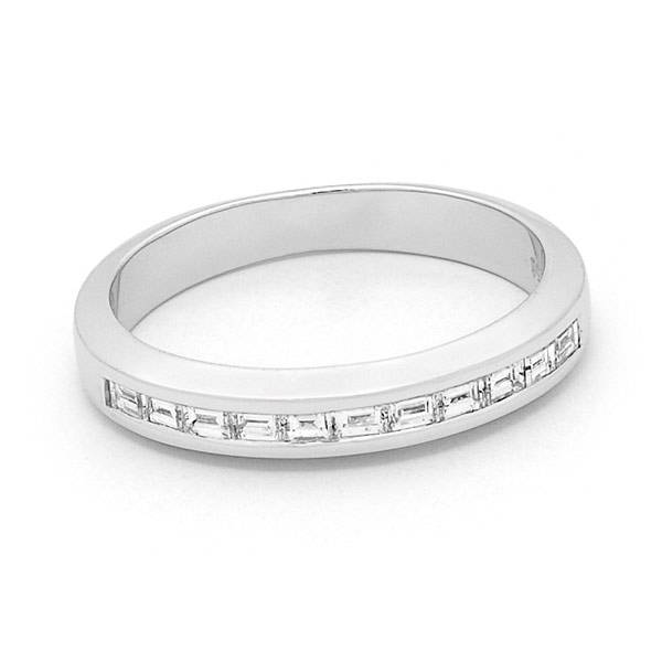 Baguette cut diamond channel set wedding ring
