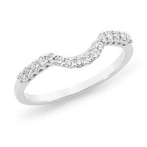 Brilliant cut diamond claw set curved wedding ring
