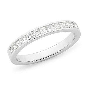 Princess cut diamond channel set wedding ring