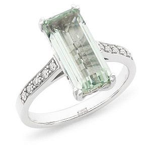 Green amethyst & diamond ring