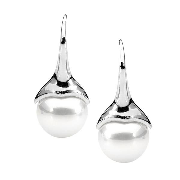 Ellani white shell pearl drop earrings