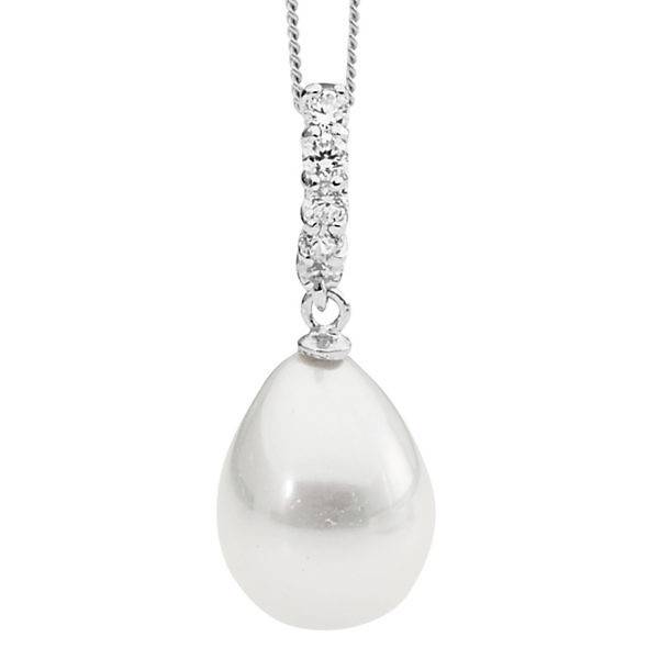 Ellani shell pearl & cubic zirconia pendant