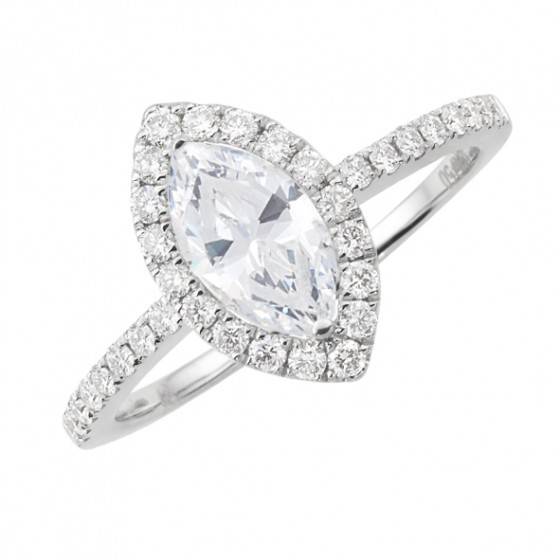 Marquise cut diamond halo ring