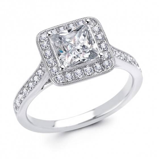Princess cut diamond halo ring