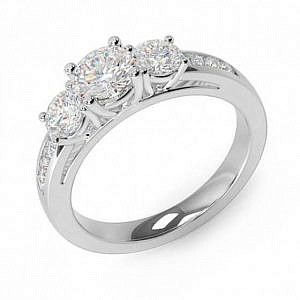 Brilliant cut diamond 3 stone ring