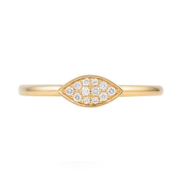 Andrew Mazzone 9ct yellow gold diamond marquis shape proposal ring