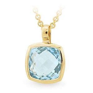 Blue topaz bezel set coloured stone pendant.