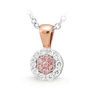Pink & White Diamond claw set pendant