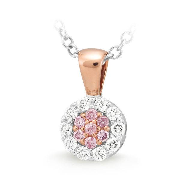 Pink & White Diamond claw set pendant