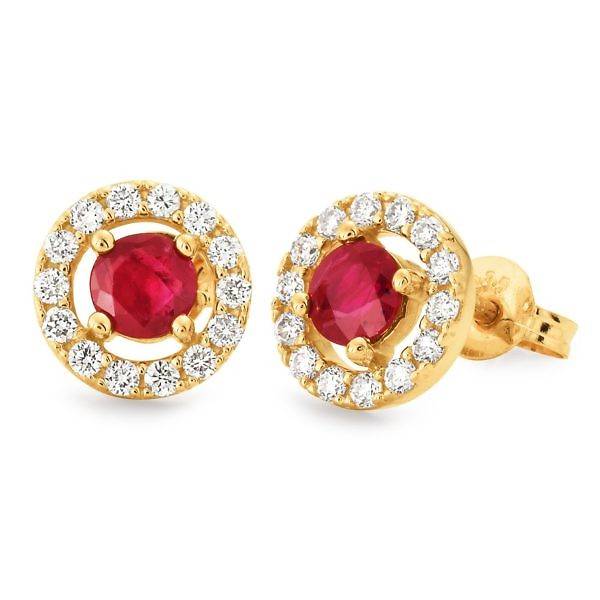 Ruby & diamond stud earrings