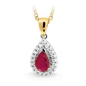 ruby & diamond drop pendant